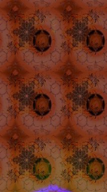 3D çiçekler, eskiz. Kahverengi ve kırmızı renklerde. Raster illüstrasyonu.