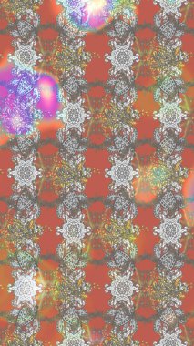 Raster Çiçek İllüstrasyonu güzel tekstil. Etnik çiçeklerle renklendirilmiş zarif eskiz deseni.