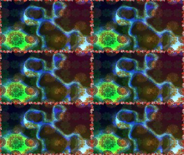 Çiçekleri, deniz kabukları, mandalaları ve suluboya efektleriyle donanma geçmişi. Yatak çarşafları, ceket, paket tasarımı, kumaş ve moda kavramları için tekstil baskısı. Kusursuz etnik tasarım.