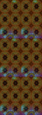 Raster Çiçek İllüstrasyonu güzel tekstil. Kahverengi ve yeşil renkli etnik çiçeklerle zarif bir eskiz deseni..