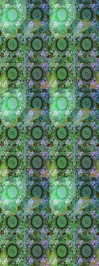 Raster oryantal süs. Kusursuz altın desen. Altın elementlerle yeşil renklerde altın desen.