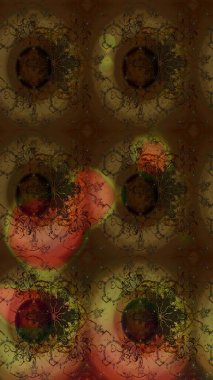 Kahverengi ve gri renkli çiçekler. Hediye ambalaj kağıdı, tebrik kartları, posterler ve pankart tasarımı. Raster düz çiçek çizim deseni.