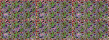 Raster illüstrasyonu. Yeşil ve nötr renklerde şirin çiçekler. Moda baskısı, albüm, ambalaj kağıdı ve duvar kağıdı için zarif dekoratif süslemeler. Küçük çiçekli basit, pürüzsüz desen..