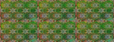 El çizimi çiçek unsurları olan soyut, dikişsiz raster deseni. 1950-1960 motifleri. Çiçekli ipek eşarp. Yeşil ve kahverengi, yeşil ve kahverengi. Retro tekstil tasarım koleksiyonu.