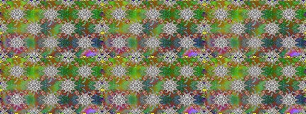 Çiçeksiz desenli arka plan. Renkli Bahar Temalı Kusursuz Arkaplan. Yeşil ve kahverengi renkli çiçekler. Düz Çiçek Elementleri Tasarım Raster illüstrasyonu.