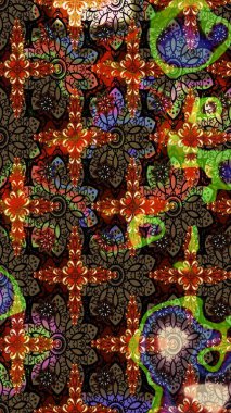 Raster illüstrasyonundaki çiçek desenli çizim. Kahverengi renkte çiçekler.