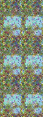 Küçük çiçekli kusursuz yay deseni. Suluboya tarzında yeşil ve mavi renklerde. Raster illüstrasyonu.