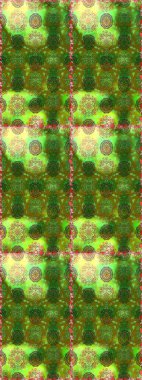 Elle boyanmış suluboya, dikişsiz çiçekler ve bitkiler. Yeşil ve kahverengi renkte çiçekler.