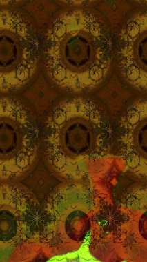 Raster illüstrasyonu. Çiçekli güzel suluboya desen. Kahverengi ve gri renklerde.