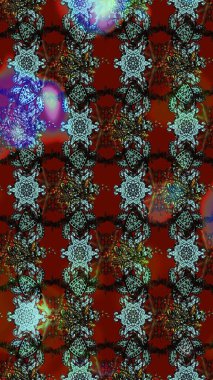 Raster Illustrasyon 'daki Çiçek Deseni' nin son moda çizimi. Kırmızı ve kahverengi renkte çiçekler. Düz Çiçek Elementleri Tasarımı. Renkli Yaz Teması çizim şablonu.