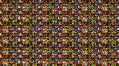 Kahverengi renklerde. Raster illüstrasyonu. Raster illüstrasyonundaki çiçek desenli çizim. Güzel kumaş deseni.