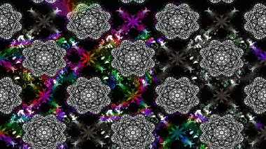 Taslak dekoratif arka plan, çiçek mandala. Çiçek. Raster illüstrasyonu. Siyah renklerde.