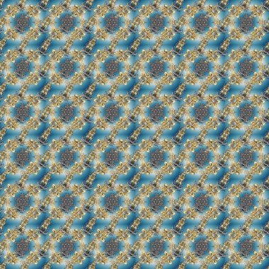 Geleneksel altın sarısı desenli mavi, gri ve nötr renklerde altın elementler. Barok tarzında kusursuz bir doğulu süsü..