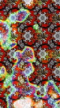 Gri, kahverengi ve kırmızı renkte yaz çiçekleri. Raster illüstrasyonu. Raster çiçek desenli ve çiçekli..