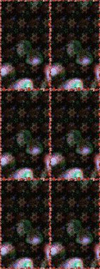 Patlayan çiçekler soyut olarak yerleştirilmiş. Raster deseni. Yumuşak, bahar çiçekleri siyah ve gri renklerde. Raster illüstrasyonu.