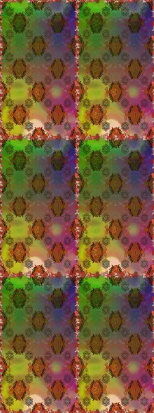 Renkli grunge, soyut arkaplanı kolonya ve yeşil çiçeklerle süslüyor. Parmak izi, kumaş, duvar kâğıdı, tekstil için raster dokusu. İşlemeli çiçek desenli..