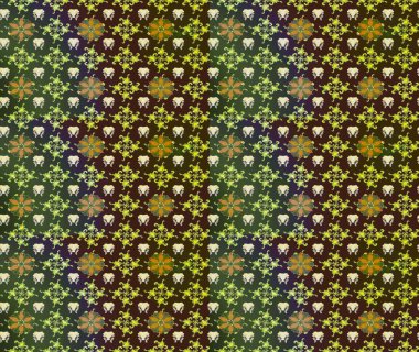 Raster illüstrasyonu. Yeşil kıvırcık çiçekler yeşil renkte şekillenir. Klasik çiçek tasarım elementleri.