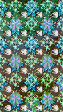 Yeşil renkler üzerine çiçek desenli çizimler, el yapımı papatyalar, papatyalar. Tekrarlayan çiçek arkaplanı, zarif yeşil çiçek duvar kağıdı.