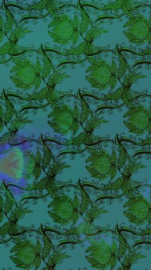 Nakış desenli çiçek deseni. Renkli grunge soyut arkaplanı koloyeşil çiçeklerle süslüyor. İzler, kumaş, duvar kağıtları, tekstil için raster dokusu.