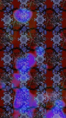 Soyut etnik raster çizim kalıbı. Çiçekler. Vadinin çiçekleri menekşe renklerinde.