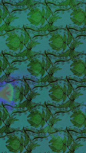 Nakış desenli çiçek deseni. Renkli grunge soyut arkaplanı koloyeşil çiçeklerle süslüyor. İzler, kumaş, duvar kağıtları, tekstil için raster dokusu.