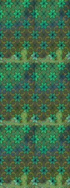 Raster. Yeşil renkte güzel çiçekler, suluboya desenli eskiz deseni, duvar kağıdı, kart veya kumaş için fayanslı..