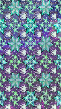 Hediye ambalaj kağıdı, tebrik kartları, posterler ve pankart tasarımı. Mor renkli çiçekler. Raster düz çiçek çizim deseni.