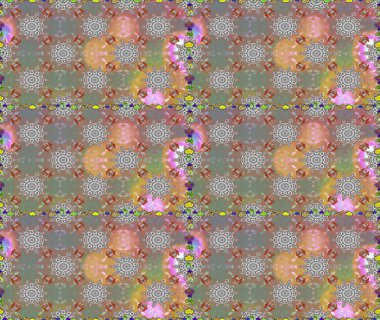 Çiçeksiz desenli arka plan, darbeler, sıçramalar, yaz çiçekleri. Gri ve bej renkli çiçekler. Raster illüstrasyonu.