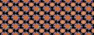 Ağaç dallı bahar çiçekleriyle desen, çiçek siluetiyle siyah renkler. Raster deseni.