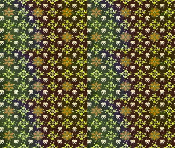 Raster illüstrasyonu. Yeşil kıvırcık çiçekler yeşil renkte şekillenir. Klasik çiçek tasarım elementleri.