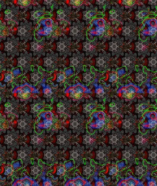 Düz Çiçek Elementleri Tasarımı. Raster Illustrasyon 'daki Çiçek Deseni' nin son moda çizimi. Güzel kumaş deseni. Renkli Yaz Teması çizim şablonu.