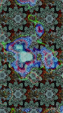 Düz Çiçek Elementleri Tasarımı. Renkli Bahar Teması eskiz kalıbı. Süslü kumaş deseni. Raster illüstrasyonunda çiçek deseni çizimi.