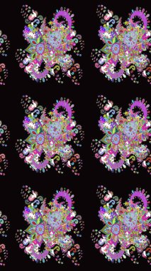 Siyah renkli çiçekler. Çiçek desenli eskiz. Tişört baskısı için çiçek boyama rasteriName.