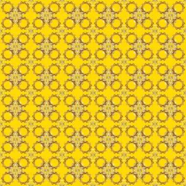 Kusursuz altın desenli bukleler. Doğu tarzı arabesk. Altın elementli sarı ve kahverengi renkler. Raster illüstrasyonu. Raster altın desen.