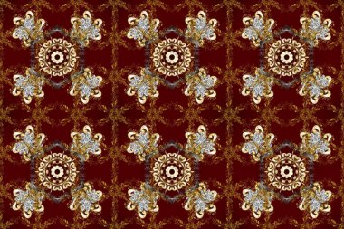 Lüks, kraliyet ve Viktorya dönemi konsepti. Altından yapılmış klasik barok çiçeksiz desenler. Renklerdeki altın element. Süslü raster dekorasyonu.