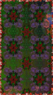 Raster illüstrasyonu. Renkli Bahar Temalı Kusursuz Arkaplan. Düz Çiçek Elementleri Tasarımı. Yeşil ve gri renkte zarif çiçekli suluboya.