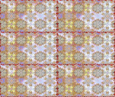 Raster illüstrasyonu. Çiçek deseni. Renkli Bahar Temalı Kusursuz Arkaplan. Kusursuz Chichi kumaş deseni. Düz Çiçek Elementleri Tasarımı.