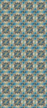 Arap dekoru mavi, gri ve nötr renklerde. Süslü dantel iz sürücü. Doğu tarzında klasik tasarım öğesi. Çiçekli süslemeli, pürüzsüz bir desen. Duvar kağıdı için altın süslü illüstrasyon.