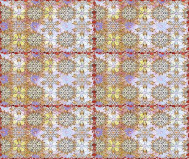 Raster illüstrasyonu. Çiçek deseni. Renkli Bahar Temalı Kusursuz Arkaplan. Kusursuz Chichi kumaş deseni. Düz Çiçek Elementleri Tasarımı.