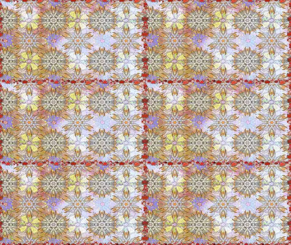 Raster illüstrasyonu. Çiçek deseni. Renkli Bahar Temalı Kusursuz Arkaplan. Kusursuz Chichi kumaş deseni. Düz Çiçek Elementleri Tasarımı.