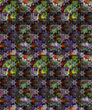 Modern çiçek arkaplanı. Parlak renkli çiçekleri ve gri renkli yaprakları olan harika bir çiçek deseni. Halk tarzı. Moda baskıları için zarif bir şablon.