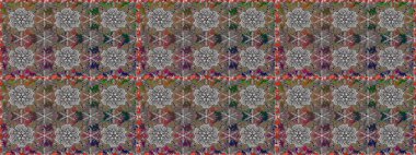 Raster illüstrasyonu. Kusursuz dekoratif arka plan, çiçek mandala. Çiçek. Gri ve kahverengi renklerde.