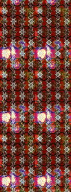 Raster çiçek desenleri çiziyor. Vadinin çiçekleri kahverengi ve kırmızı renklerde.