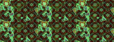 Nakış desenli çiçek deseni. Renkli grunge, koyu yeşil ve kahverengi çiçeklerle soyut bir arka plan oluşturur. İzler, kumaş, duvar kağıtları, tekstil için raster dokusu.