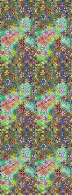 Çiçekli karalama şeklinde Raster çiçek deseni. Raster illüstrasyonu. Yumuşak, bahar çiçekleri yeşil ve nötr renklerde.