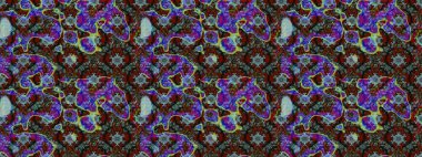 Mavi ve kahverengi renkte çiçekler. Raster illüstrasyonu. Tropikal çizim çiçek deseni.