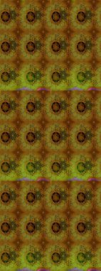 Çiçeksel kahverengi ve yeşil çizim deseni. Klasik taslak çizimi. Raster çiçek izi..