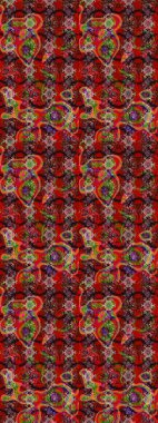 Raster deseni. Bahar çiçekleri dallı desen, kırmızı, kahverengi ve siyah renkler çiçekli siluet.