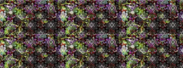 Raster Çiçek İllüstrasyonu 'nun şirin tekstili. Gri renkli etnik çiçeklerle zarif eskiz deseni.