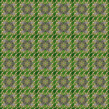 Soyut duvar kâğıdı, ambalaj dekorasyonu. Kış sembolü, Mutlu Noeller, Mutlu yıllar 2019. Kahverengi, yeşil ve gri renklerde Raster altın deseni. Altın kar taneleri basit, pürüzsüz desen